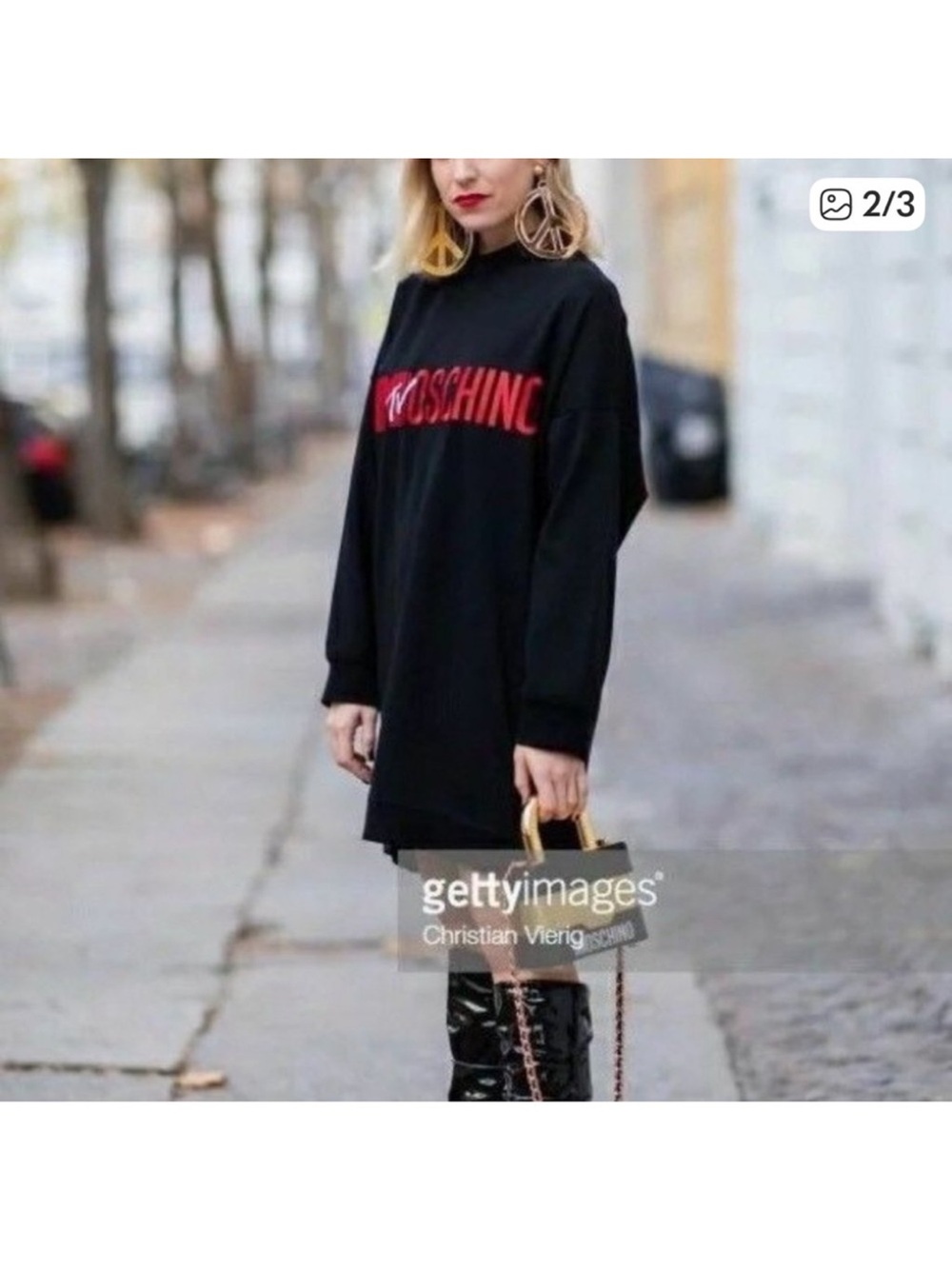 Moschino x H&M collab Black Sweatshirt dress with Red moschino Logo